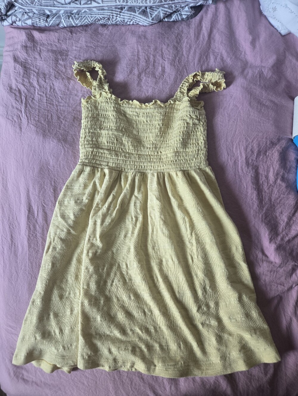 Roxy Pale Yellow Smocked Sundress with Ruffle Straps